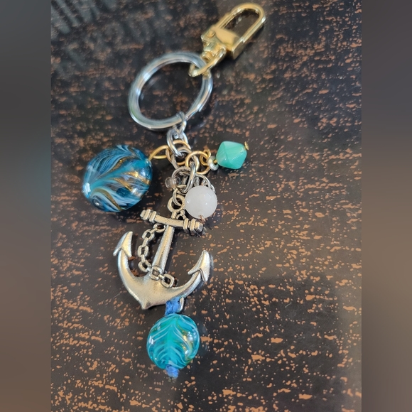 Anchor Bag Charm Keychain Navy - Picture 3 of 5
